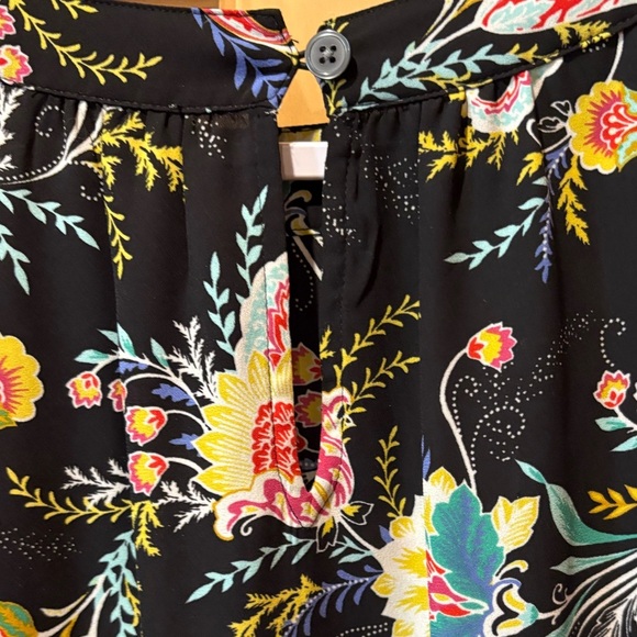 LOFT Women's Floral Boatneck Puff Sleeve Blouse - Black - Size Small - Picture 5 of 10